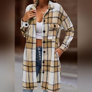 Long Flannel Plaid Shacket